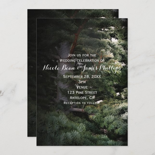 Invitation Pine Tree Forêt rustique Bois de mariage Invitatio (Devant / Derrière)