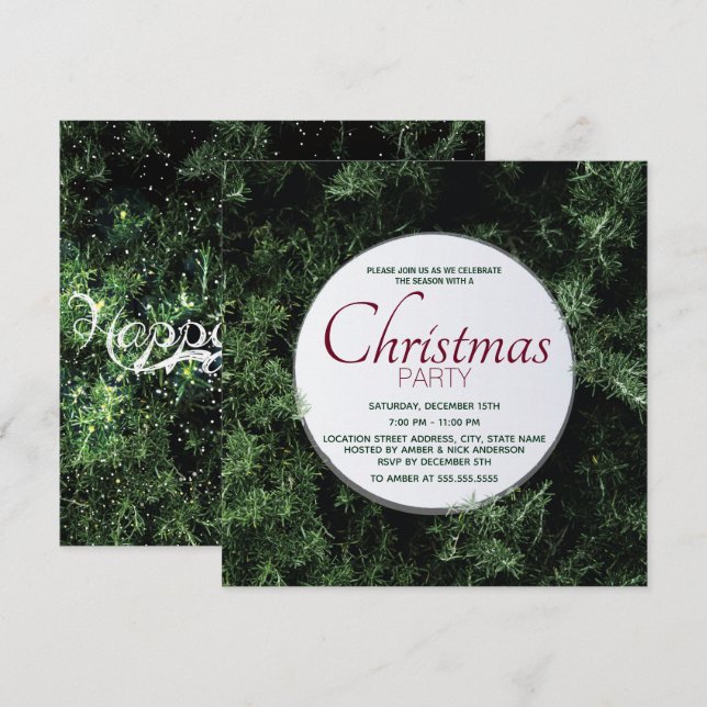 Invitation Pine Tree Noël (Devant / Derrière)