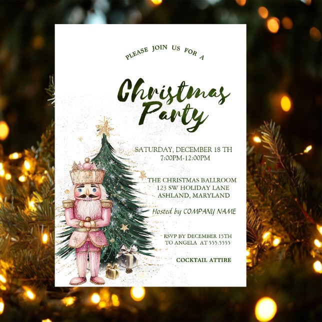 Invitation Pine Tree Stars Nutcracker Christmas Company (Créateur téléchargé)