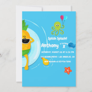 Invitation Pineappy Été Splish Splash Anniversaire de enfant 