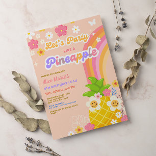 Invitation Pineappy Pool Party Luau Anniversaire