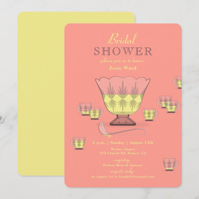 Invitation Pineappy Punch Crystal Punch Fête des mariées Bowl (Devant / Derrière)