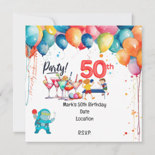 Invitation Ping Pong 50e fête d'anniversaire