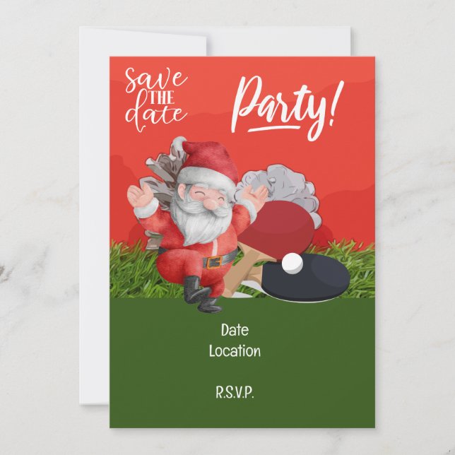 Invitation Ping Pong tennis de table Noël avec le Père Noël (Devant)