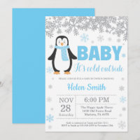 Pingin Winter Blue Boy Baby shower Flocon de neige