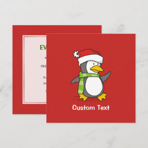 Invitation Pingouin de Noël marchant sur la neige