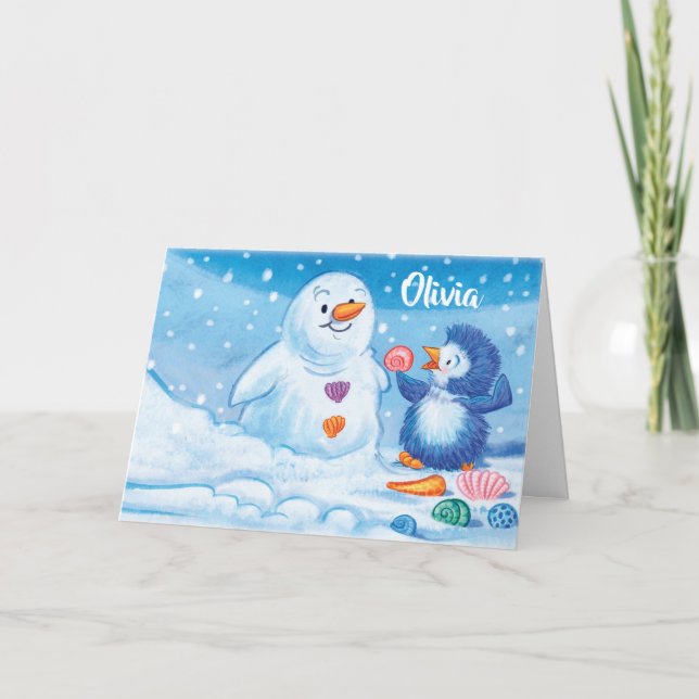 Invitation Pingouin et Snowman (Devant)