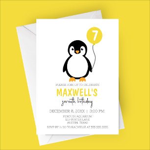 Invitation Pingouin minimaliste moderne fête d'anniversaire d