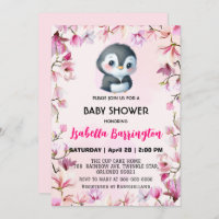 Pingouin rose mignon fleur baby shower enfants