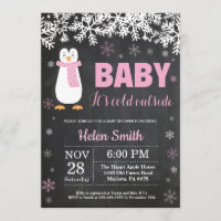 Pingouin Winter Girl Baby shower Chalkboard