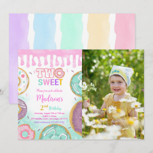 Invitation Pink 2e anniversaire Donut Party photo