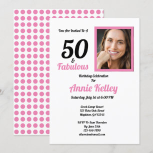 Invitation Pink 50 et Fabulous 50th Birthday Party