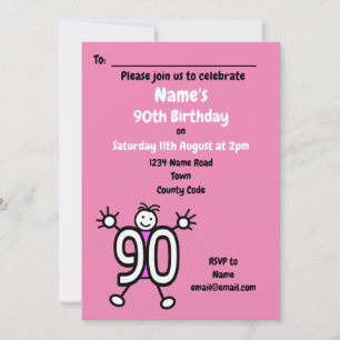 Invitation Pink 90e fête d'anniversaire