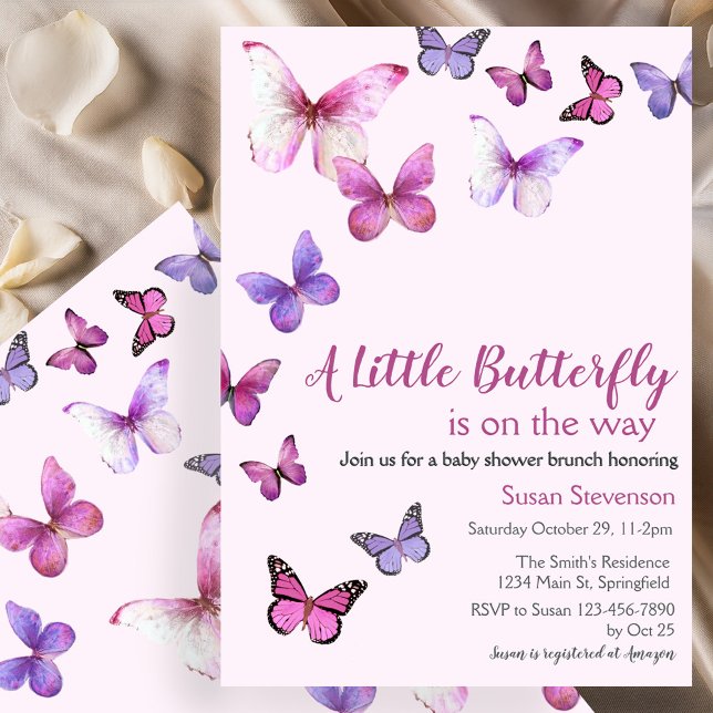 Invitation Pink A Little Butterfly Baby shower (Créateur téléchargé)