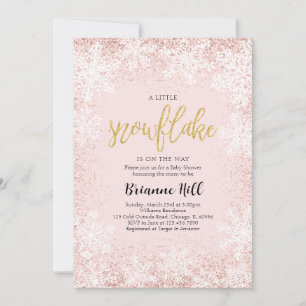 Invitation Pink A Little Snowflake Baby shower