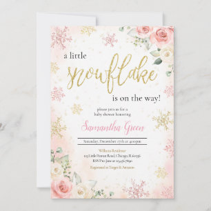 Invitation Pink A Little Snowflake Baby shower
