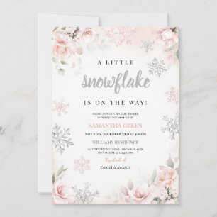Invitation Pink A Little Snowflake Baby shower