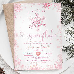 Invitation Pink A Little Snowflake Baby shower d'hiver