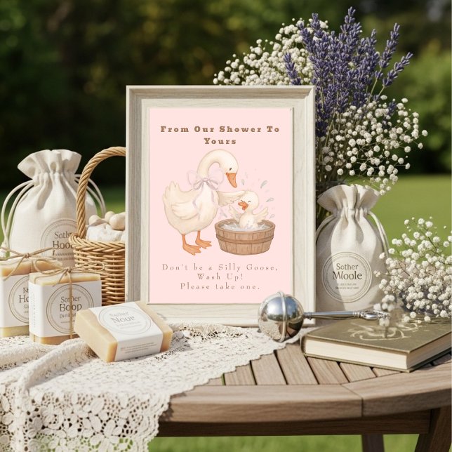 Invitation Pink A Silly Goose From Our Shower To Yours Sign (Pink A Silly Goose From Our Shower To Yours Sign)