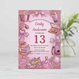 Invitation Pink Aesthetic Girl Birthday Party