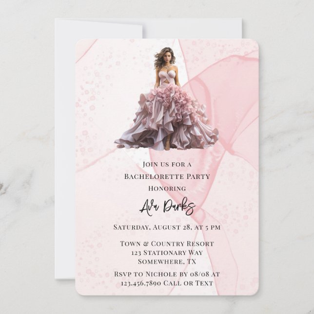Invitation Pink Alcok Bride Bachelorette Party (Devant)