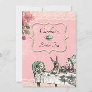 Invitation Pink Alice Wonderland Tea Party Fête des mariées
