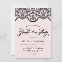 Pink and Black Brocade Lace Party