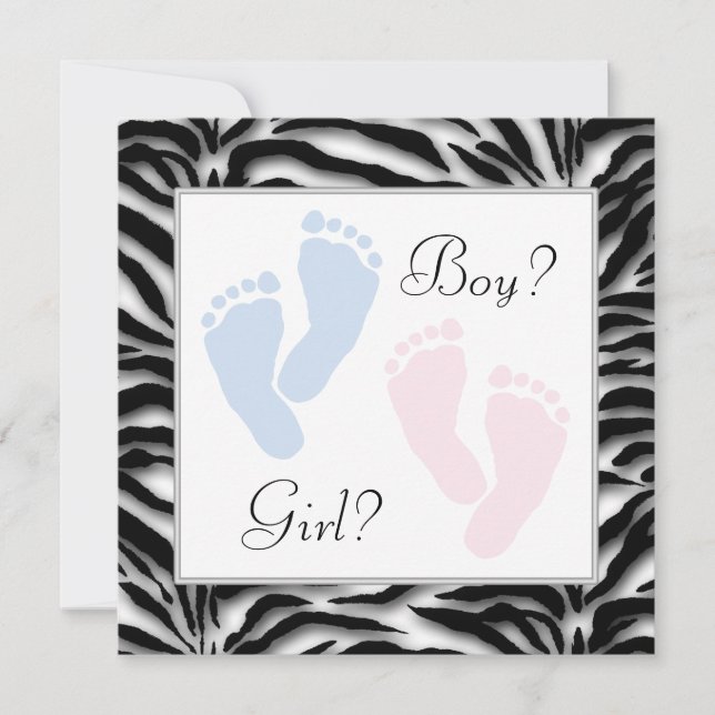 Invitation Pink and Blue Baby Feet Feet Genre Revela (Devant)