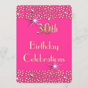 Invitation Pink and Gold Glitzy Sparkle 30e anniversaire