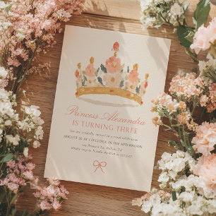 Invitation Pink and Gold Princess Crown Fairytale