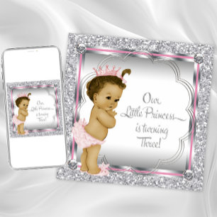 Invitation Pink and Princess 3e fête d'anniversaire