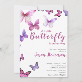 Invitation Pink and Purple A Little Butterfly Baby Shower