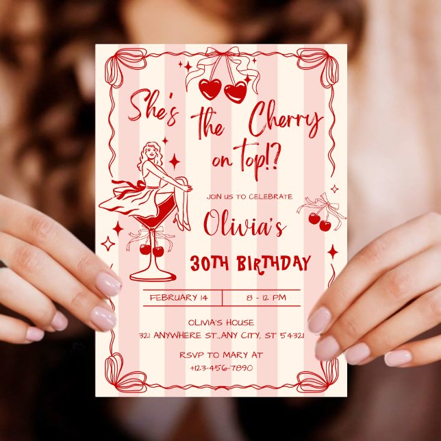 Invitation Pink and Red Valentines day 30th Birthday Party (Créateur téléchargé)