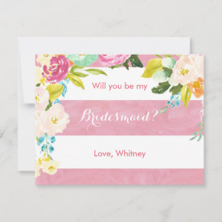 Invitation Pink and White Will be my Brim Card