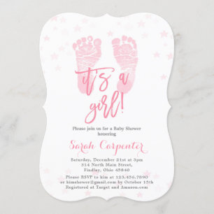 Invitation Pink Baby pieds c'est un Baby shower de fille
