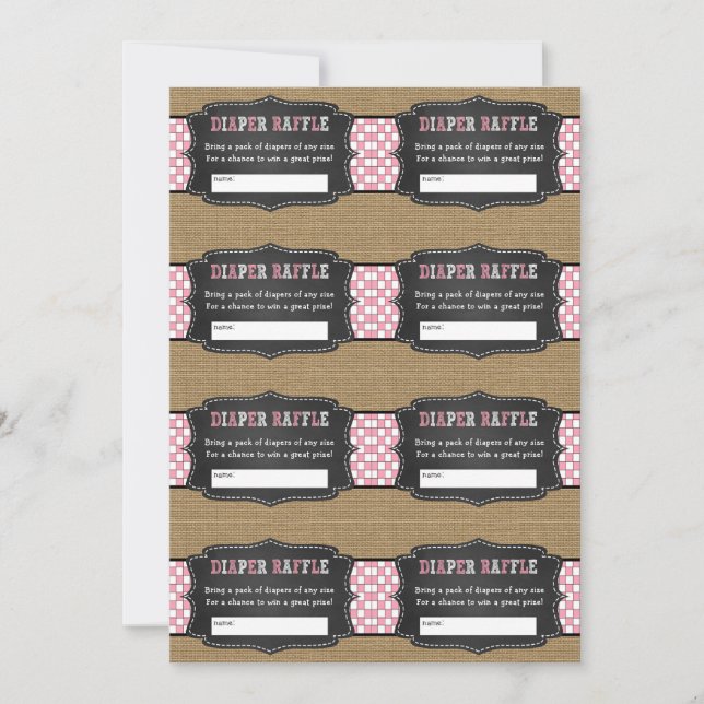 Invitation Pink Baby Q billets de tombola de couche, fille ba (Devant)