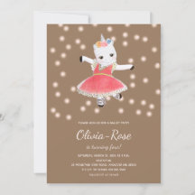 Pink Ballerina Unicorn Girl Anniversaire Invitatio