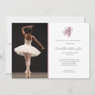Invitation Pink Ballet Slippers Photo Graduate