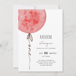 Invitation Pink Balloon Aquarelle fête d'anniversaire