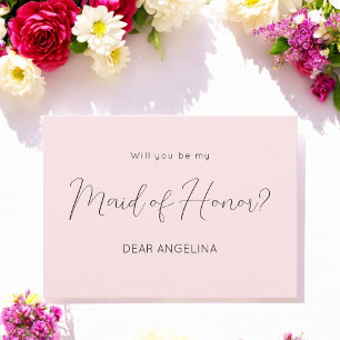 Invitation Pink Be My Maid of Honor Script