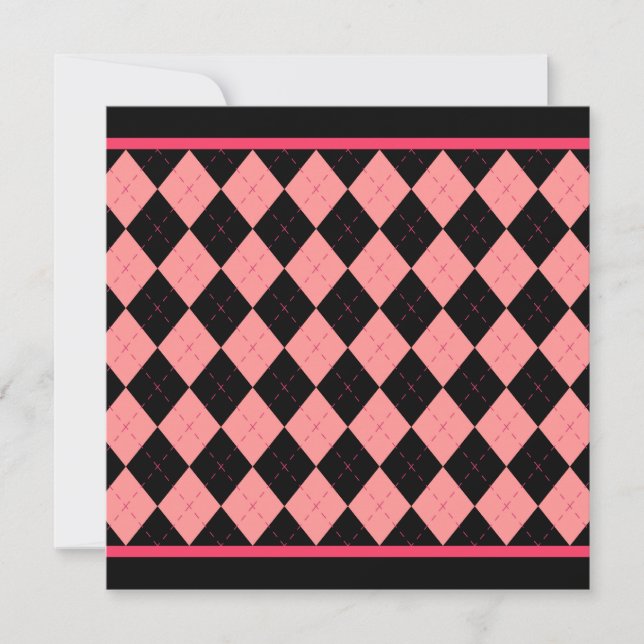 Invitation Pink Black Argyle (Devant)