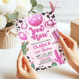 Invitation Pink Black Cowgirl N'IMPORTE QUEL ÂGE Rodéo Annive