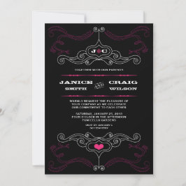 Invitation Pink & Black Rock 'n' Roll Music Mariage à thème