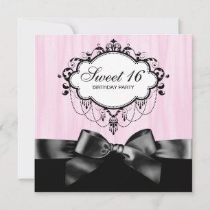 Invitation Pink Black Sweet 16 Anniversaire