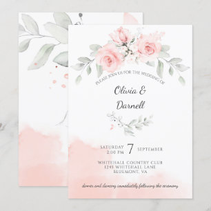 Invitation Pink Bliss Roses et Mariage de verdure