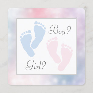 Invitation Pink Blue Baby Feet Empreinte Sexe Révélation