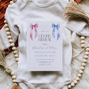 Invitation Pink Blue Bow Genre Revela Party