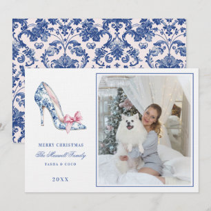 Invitation Pink & Blue Grandmillennial High Heure Noël