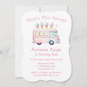Invitation Pink Blue Ice Cream Camion Fille Anniversaire