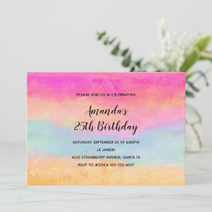Invitation Pink Blue Jaune arc-en-ciel Abstraites rayures Ann